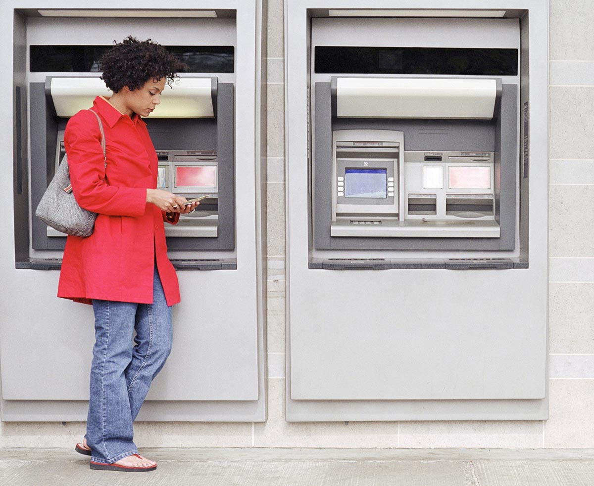 Person using an ATM